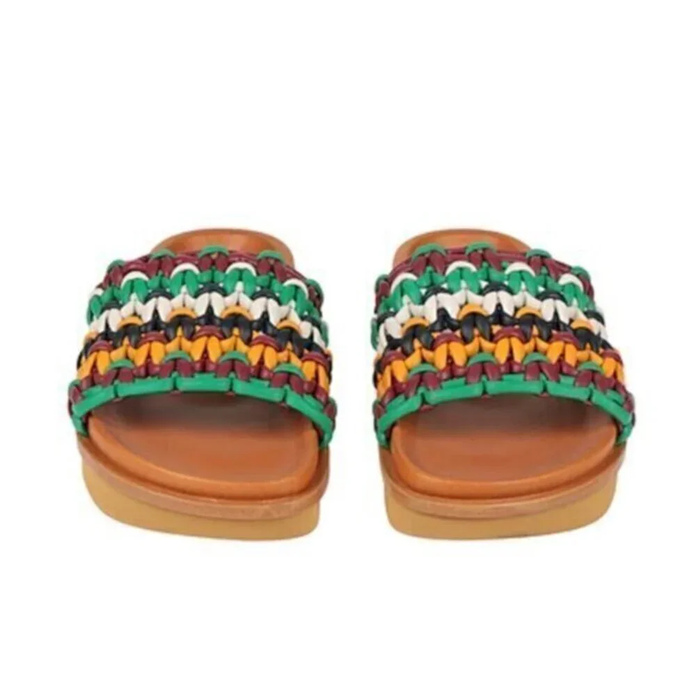 CHLOÉ Multicolor Woven Sandals Size 42